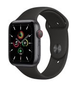 Apple Watch SE 44mm (GPS+LTE) Space Gray Aluminum Case with Black Sport Band (MYER2)