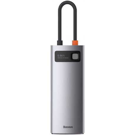 HUB Baseus Metal Gleam Multifunctional 6-in-1 Type-C (Gray) (CAHUB-CW0G)