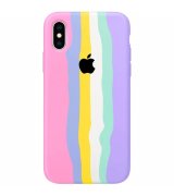 Чехол Rainbow Silicone Case для Apple iPhone XS Max Pink
