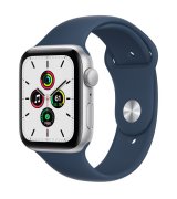 Apple Watch SE 44mm (GPS) Silver Aluminum Case with Abyss Blue Sport Band (MKQ43)