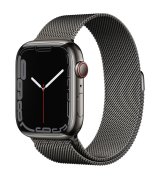 Apple Watch Series 7 45mm (GPS+LTE) Graphite Stainless Steel Case with Graphite Milanese Loop (MKL33/MKJJ3)