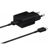 Мережевий зарядний пристрій Samsung 15W Power Adapter (w C to C Cable) Black (EP-T1510XBEGRU)