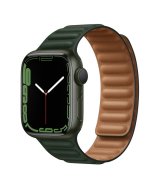 Apple Watch Series 7 41mm (GPS) Green Aluminum Case with Sequoia Green Leather Link - Size S/M (MKNF3/ML7P3)
