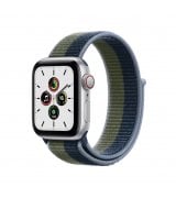 Apple Watch SE 40mm (GPS+LTE) Silver Aluminum Case w. Abyss Blue/Moss Green Sport Loop (MKQM3)