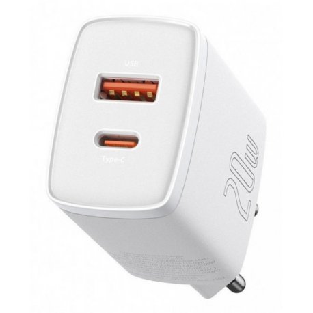 Сетевое зарядное устройство Baseus Compact PD Charger Type-C + USB 20W White (CCXJ-B02)