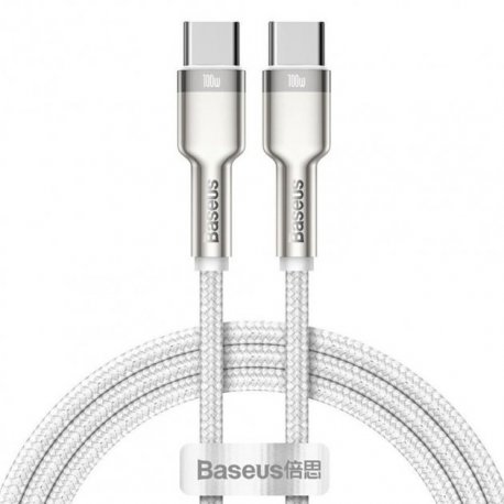 Кабель Baseus Cafule Metal Type-C to Type-C 100W (1m) White (CATJK-C02)