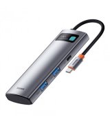 HUB Baseus Metal Gleam Multifunctional 7-in-1 (2xUSB3.0 + 4HKHD + 2xType-C + PD + TF + SD) Grey (WKWG20113)