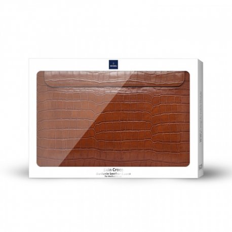 Чехол-конверт WIWU Case Skin Pro Croco Geniunie Leather Sleeve для MacBook Pro 14 (2021) Brown