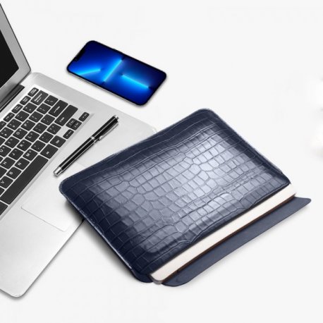 Чохол-конверт WIWU Case Skin Pro Croco Geniunie Leather Sleeve для MacBook Pro 14 (2021) Blue