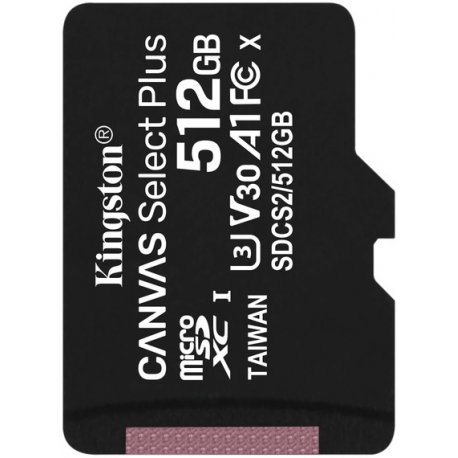 Карта памяти Kingston Canvas Select Plus 512GB microSDXC C10 UHS-I U3 A1 R100/W85MB/s (SDCS2/512GB)