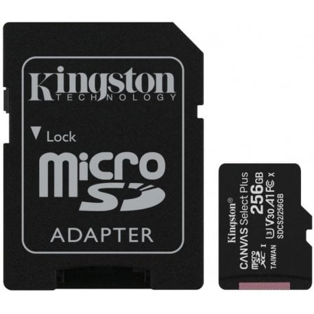 Карта пам'яті Kingston Canvas Select Plus 256GB Class 10 A1 R-100Mb/s + SD-адаптер (SDCS2/256GB)