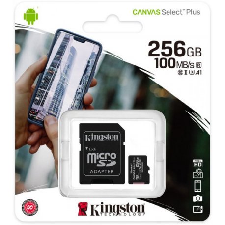 Карта памяти Kingston Canvas Select Plus 256GB Class 10 A1 R-100Mb/s (SDCS2/256GB)