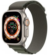 Apple Watch Ultra 49mm (GPS+LTE) Titanium Case with Green Alpine Loop - Medium (MQFN3)