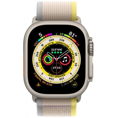 Apple Watch Ultra 49mm (GPS+LTE) Titanium Case with Yellow/Beige Trail Loop - M/L (MQFU3/MQF23)