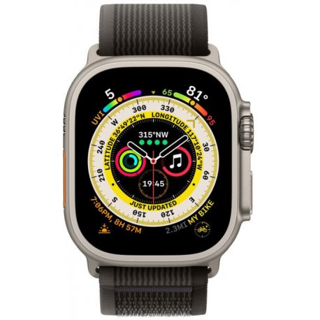 Apple Watch Ultra 49mm (GPS+LTE) Titanium Case with Black/Gray Trail Loop - M/L (MQF53/MQFX3)