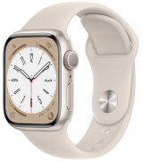 Apple Watch Series 8 45mm (GPS) Starlight Aluminum Case with Starlight Sport Band - Regular (MNP23)