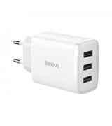Мережевий зарядний пристрій Baseus Compact Charger 17W (3 USB) White (CCXJ020102)