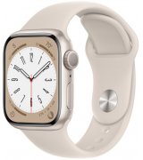 Apple Watch Series 8 45mm (GPS) Starlight Aluminum Case with Starlight Sport Band - Size M/L (MNUQ3)