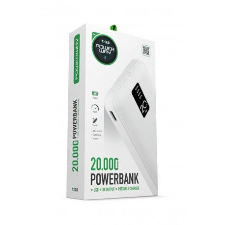 Внешний аккумулятор PowerWay TX23 20000mAh (with cable) Black