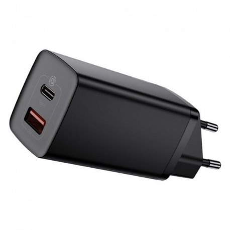 Мережевий зарядний пристрій Baseus GaN2 Lite Quick Charger 65W (1Type-C + 1USB) Black (CCGAN2L-B01)