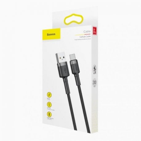 Кабель Baseus Cafule Cable USB For Type-C 3A 2m Gray-Black (CATKLF-CG1)