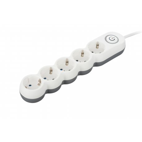 Сетевой удлинитель 2E Plus 5XSchuko с выключателем 3G*1.0мм 3м White (2E-U05VESM3W)
