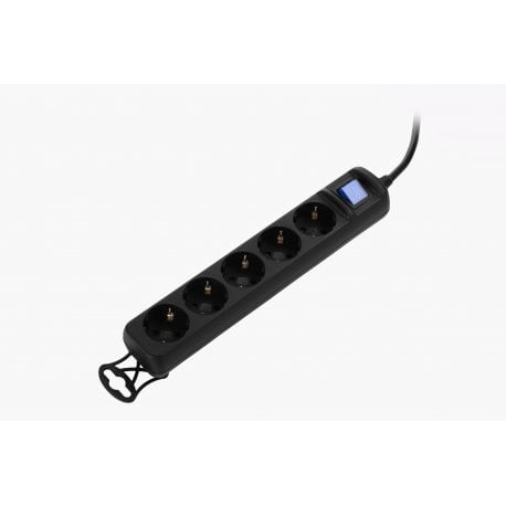 Сетевой удлинитель 2E 5XSchuko с выключателем 3G*1.5мм 1.5м Black (2E-U05ES15M1.5BK)