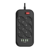 Мережевий подовжувач ColorWay 6 розеток / 4xUSB, 2м Black (CW-CHE64B)