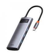 HUB Baseus Metal Gleam Series 5in1 30Hz Version (3xUSB3.0+4KHD+Type-C) Grey (WKWG020013)
