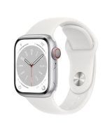 Apple Watch Series 8 41mm (GPS+LTE) Silver Aluminum Case with White Sport Band - Size S/M (MP4E3)