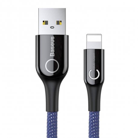 Кабель Baseus C-shaped Light Intelligent Power-off USB to Lightning 2.4A (1m) Blue (CALCD-03)