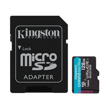 Карта пам'яті Kingston 128GB microSDXC C10 UHS-I U3 A2 R170/W90MB/s Canvas Go Plus + SD адаптер (SDCG3/128GB)