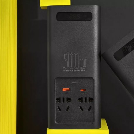 Автомобильный инвертор Baseus Super Si Inverter 500W (220V CN/EU) Black (CGNB000101)