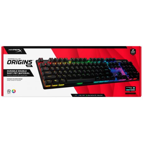 Клавиатура игровая HyperX Alloy Origins Aqua USB RGB PBT (Eng, Rus) Black (639N5AA)