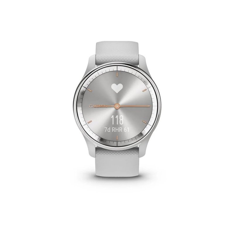 Garmin vivomove Trend Silver Stainless Steel Bezel with Mist Gray Case and Silicone Band 010 02665 03 14760 Garmin vivomove Trend Silver