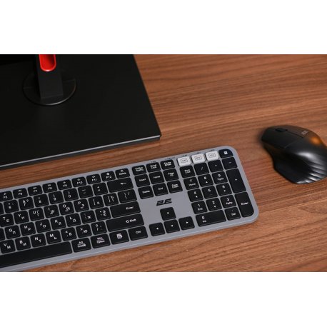 Клавітура бездротова 2E KS240 WL BT Gray (2E-KS240WG)