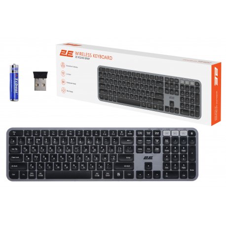Клавітура бездротова 2E KS240 WL BT Gray (2E-KS240WG)