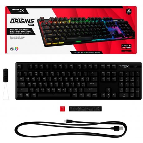 Клавиатура игровая HyperX Alloy Origins Red USB RGB PBT (ENG, RU) Black (639N3AA)