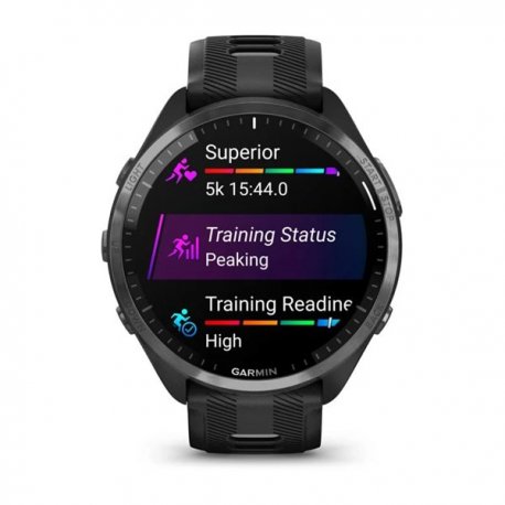 Смарт-часы Garmin Forerunner 965 Carbon Gray DLC Tit. Bezel w. Blk Case and Black/Powder Gray Sil. Band (010-02809-10)
