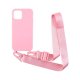 Чехол Silicone Case для Apple iPhone 14 Pro Max з ремінцем на плече Pink Sand