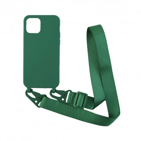 Чехол Silicone Case для Apple iPhone 14 Pro Max с ремешком на плечо Bottle Green