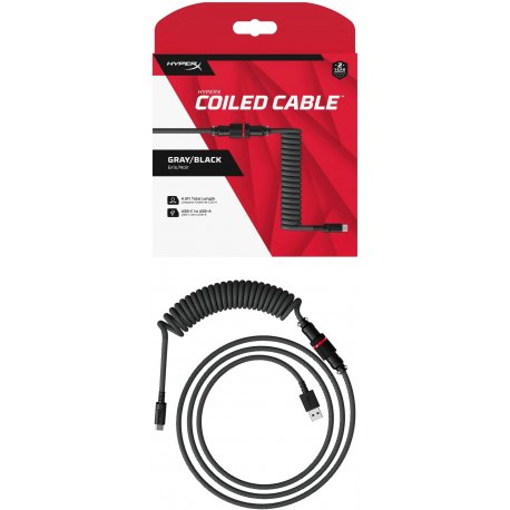 Кабель HyperX USB Type-C - Type A Coiled Cable 1.37 м Grey/Black (6J679AA)