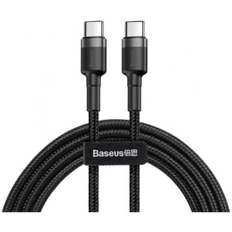 Кабель Baseus Cafule Type-C to Type-C PD 2.0 60W (2m) Grey/Black (CATKLF-HG1)