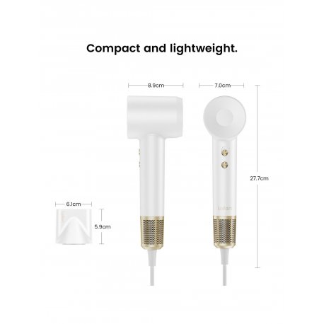 Фен з іонізацією Laifen Swift Premium Golden White (2 насадки + сумка) (LF03-PTG-EU)