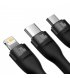Кабель Baseus Flash Series 2 3-in-1 (Micro USB+Lightning+Type-C) 100W (1.5m) Black (CASS030201)