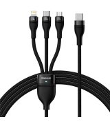 Кабель Baseus Flash Series 2 3-in-1 (Micro USB+Lightning+Type-C) 100W (1.5m) Black (CASS030201)