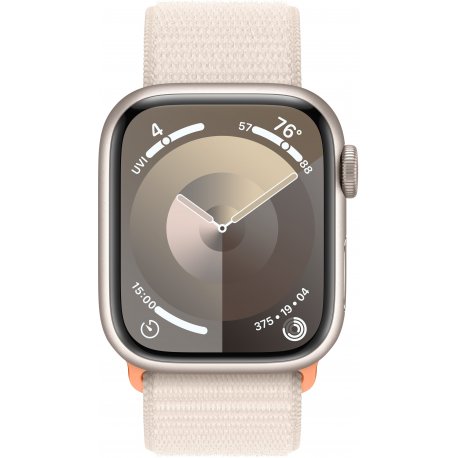 Apple Watch Series 9 41mm (GPS) Starlight Aluminum Case with Starlight Sport Loop (MR8V3)