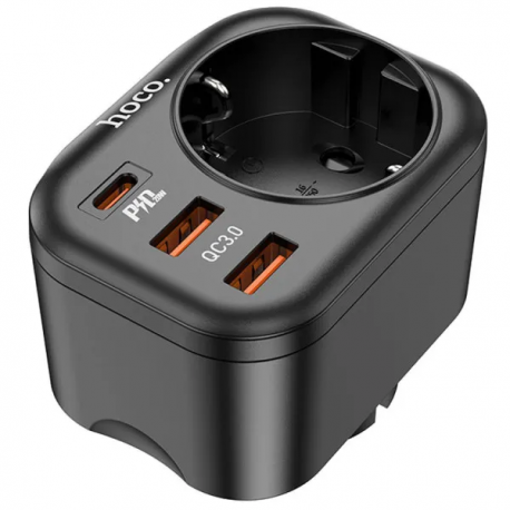 Сетевое зарядное устройство Hoco NS3 (1EU+2USB/QC 3.0 + PD20W) Black
