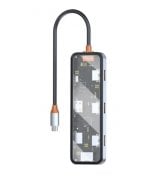 HUB WIWU Cyber CB008 8in1 Type C (3xUSB3.0+PD100W+Type-C+4KHDMI+RJ45+SD+microSD) Space Gray