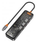 HUB WIWU Cyber CB007 7in1 Type C (3xUSB3.0+PD100W+Type-C+4KHDMI+SD+microSD (Space Gray)